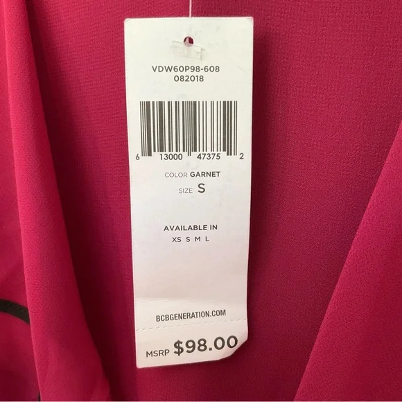 BCBG Dress BCBGeneration Women's Maroon V-neck Ruffle Tent/Shift Dress S… - Picture 12 of 15